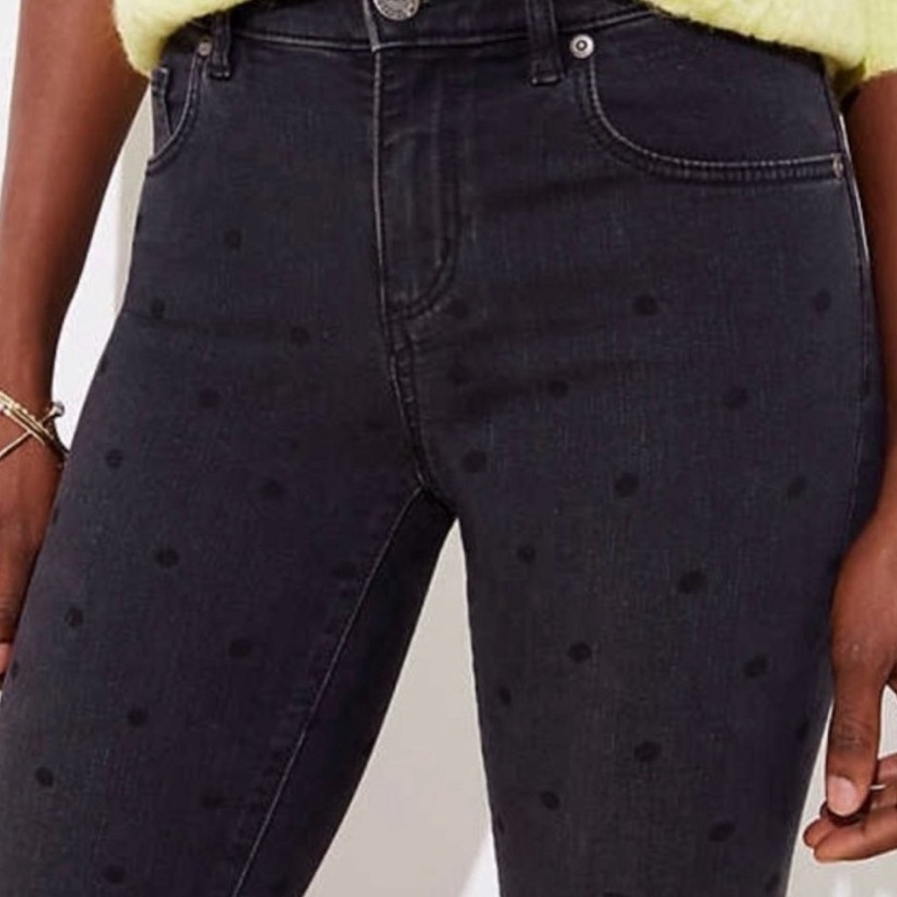 LOFT black polka dot skinny jeans size 28